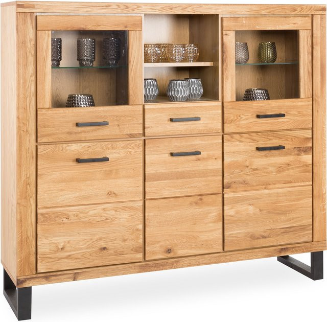 Highboard Ewen LOFT by Ostermann aus Wildeiche in Braun mit Glastüren - Bild 1