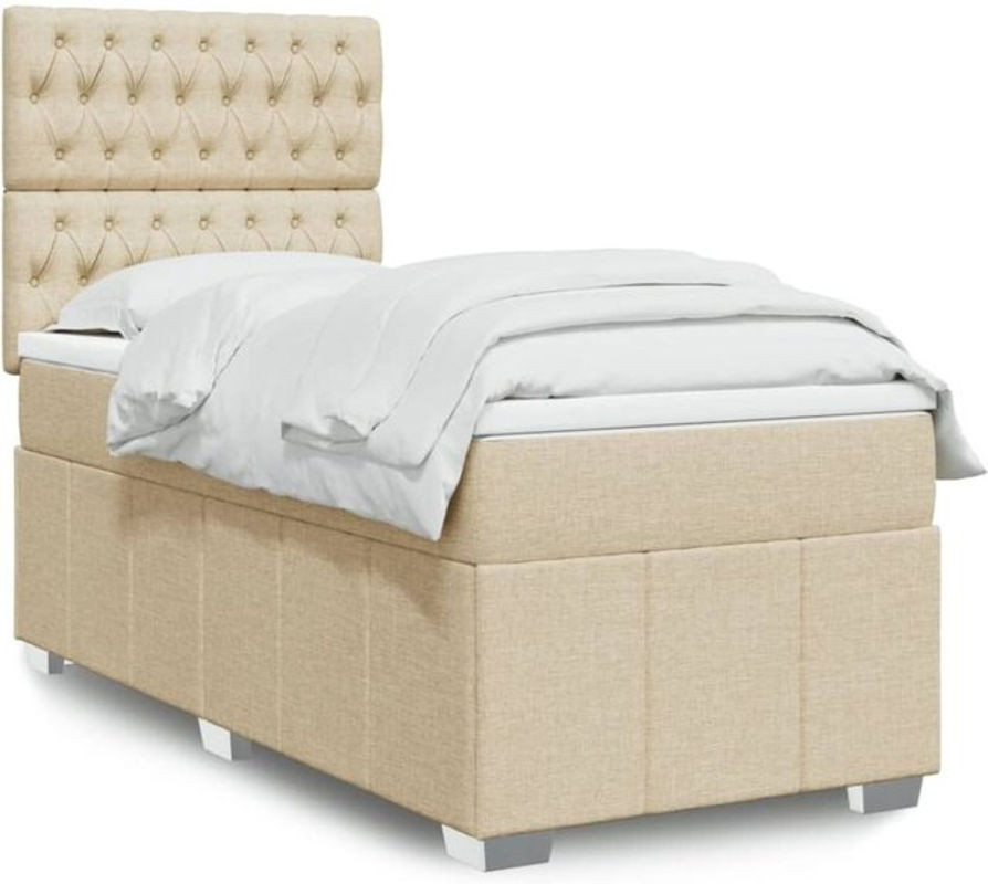 vidaxl Boxspringbett mit Matratze aus Stoff in Beige, B/T/H: 90 x 190 x 140,5 cm - Bild 1
