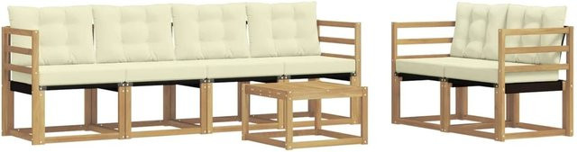 vidaXL Outdoor-Sofagarnitur mit Kissen 7-teilig in Weiß und Creme - Bild 1
