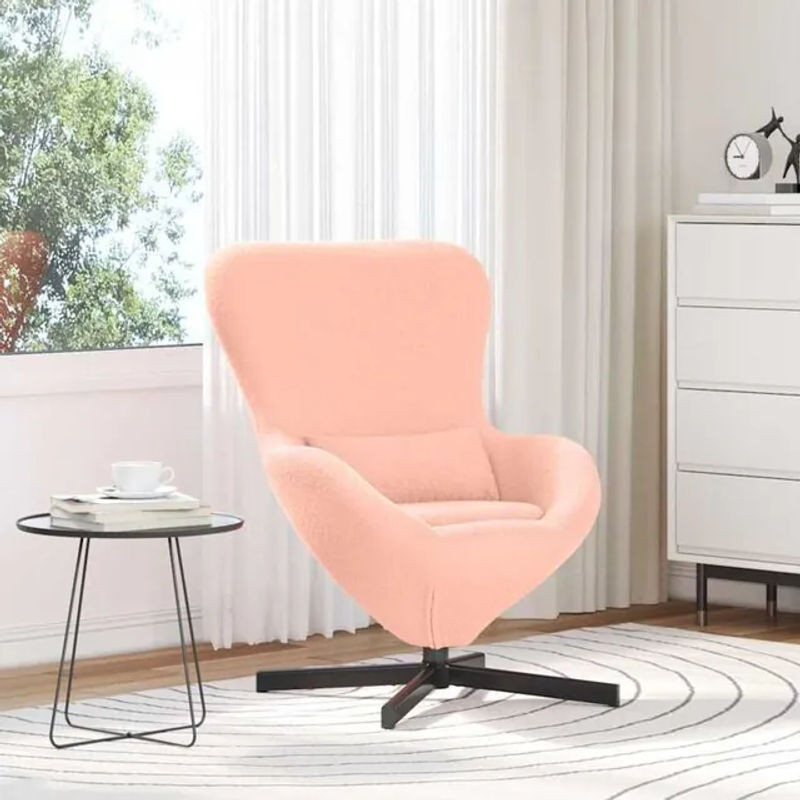 Modernes Polsterstuhl Ei-Stuhl von vidaxl in Rosa mit wollähnlichem Stoff und Metallgestell - Bild 1