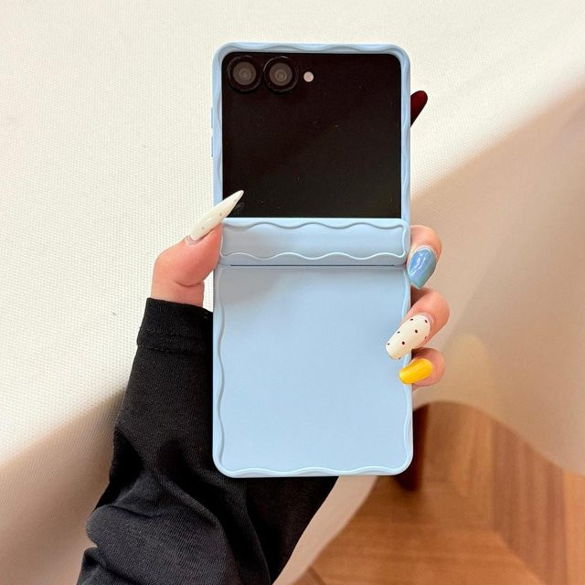 Matte Candy Color Wave Schutzhülle für Samsung Galaxy Z Flip 7 und Galaxy Z Flip 6, ultradünne stoßfeste Frosted Abdeckung in Multicolour und Blau - Bild 1
