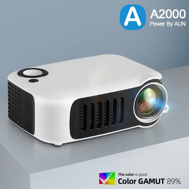 AUN A2000 Tragbarer LED-Heimkino-Projektor in Weiß mit Full HD Unterstützung - Bild 1