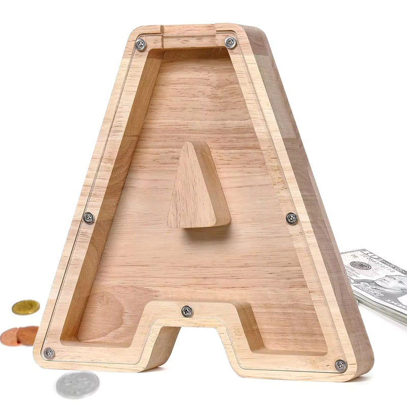 Leeseph Personalisiertes Sparschwein aus Holz in Buchstabenform, Farbe: Braun - Bild 6