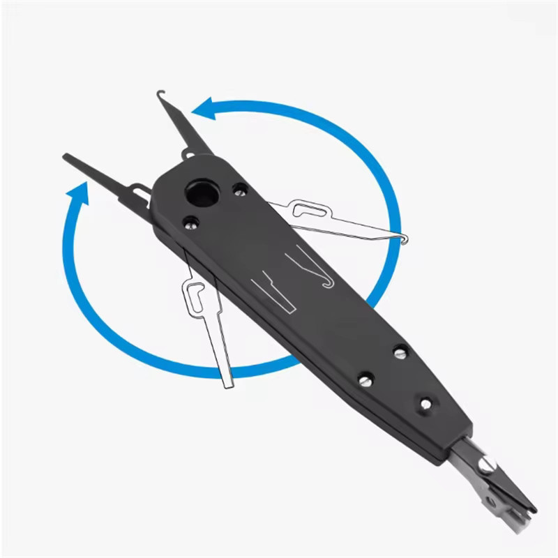 AOKIN Punch Down Tool mit Drahtschneider und Messer für RJ45 Keystone Jack, Netzwerkkabel und Patchpanel in Grau und Schwarz - Bild 4
