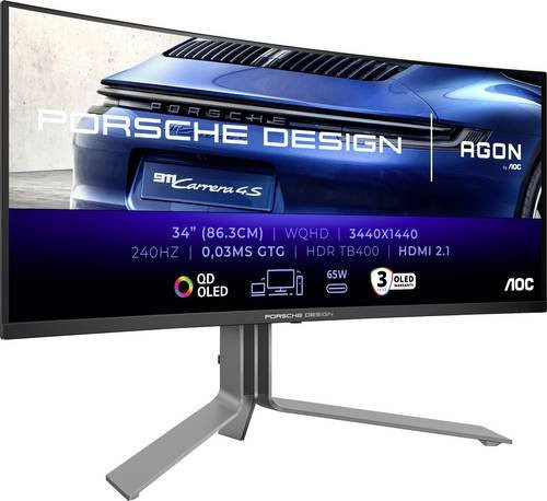 AOC Porsche Design AGON PRO PD34 OLED Gaming Monitor, 86,36 cm (34 Zoll), WQHD 3440 x 1440, Schwarz - Bild 2