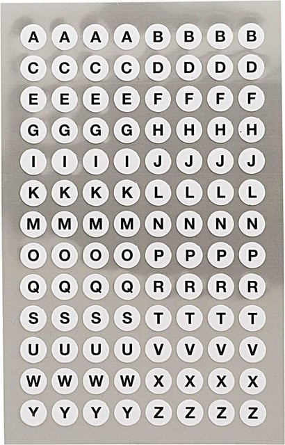 Rico Design Paper Poetry Office Sticker Alphabet Punkte in Weiß, Durchmesser: 8,5 mm, 4 Bogen - Bild 1