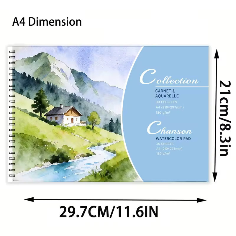 Chanson Collection Aquarellblock A4, 30 Blatt, weiß, kaltgepresst, säurefrei und archivtauglich, spiralgebunden - Bild 2