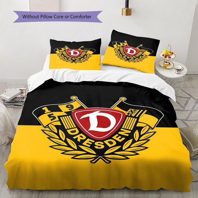 SG Dynamo Dresden Muster Bettwäsche Set aus Polyester in Schwarz, bestehend aus 1 Bettbezug und 2 Kissenbezügen, B/T/H: 135 x 200 cm - Bild 1