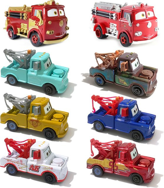TAKARA TOMY Disney Pixar Cars Mater Feuerwehr-LKW, Modellauto, 1:55, Metall - Bild 1