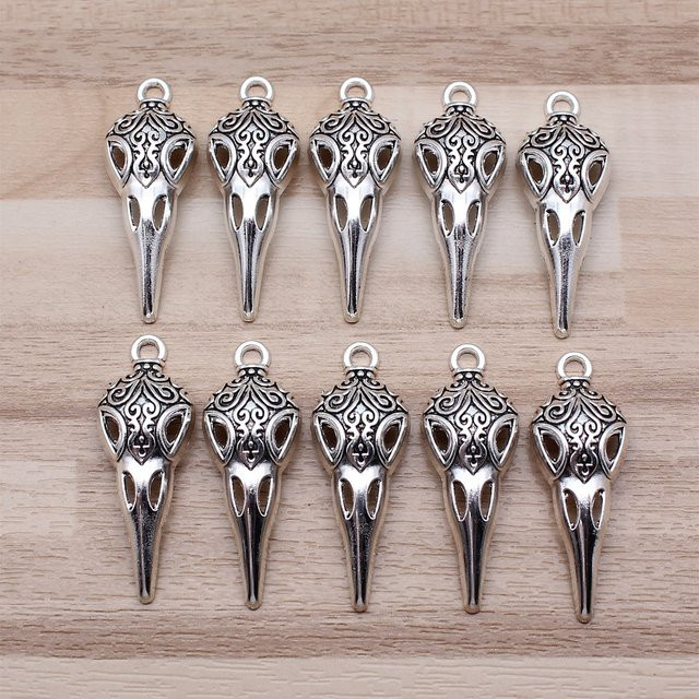 IFOCUS Charms, Schädel Schnabel Skelett Vogel, Zink-legierung, Silber, Unisex - Bild 1