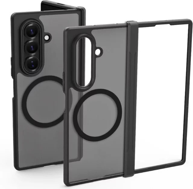 MagSafe Klapphülle für Samsung Galaxy Z Fold und Z Flip Serien mit Scharnier und mattem Design in Schwarz und Transparent - Bild 1
