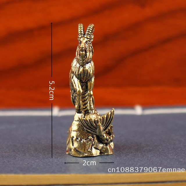 ZYAS Steinbock Messingstatue in Gold als Sternzeichen-Figur zur Dekoration von Heim und Büro - Bild 1