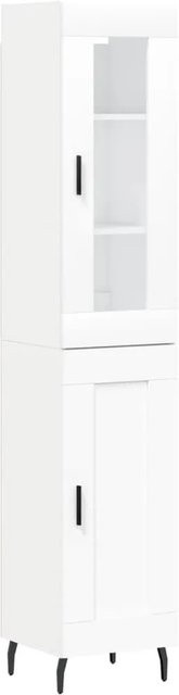 vidaXL Highboard Weiß Modern mit Glastüren und Regalfächern B/T/H: 34,5 x 34 x 180 cm - Bild 1