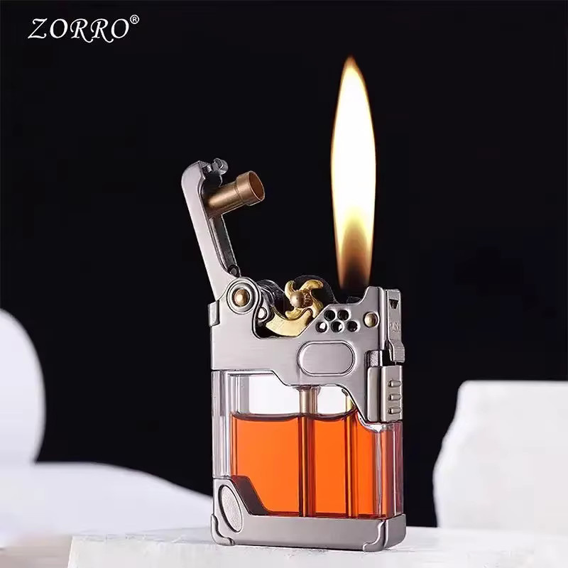 Zorro 833 Gastank-Feuerzeug aus Metall in Schwarz und Transparent mit Ein-Klick-Zündung - Bild 3