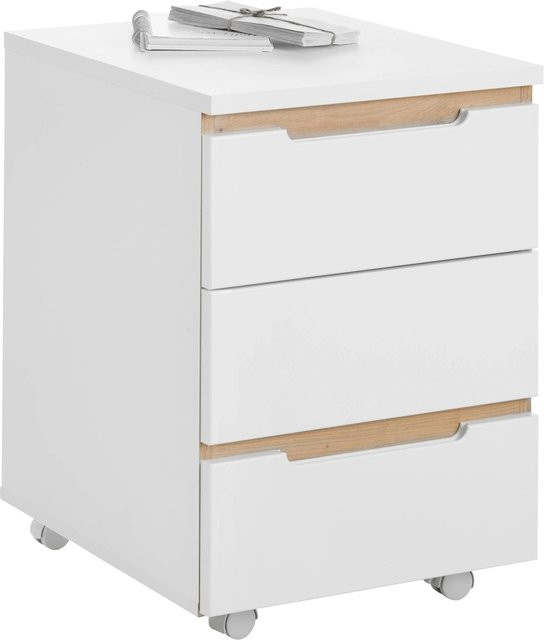 Rollcontainer Dallas von Mömax in Weiß/Eiche Artisan mit Soft-Close-Schubladen und Rollen - Bild 1