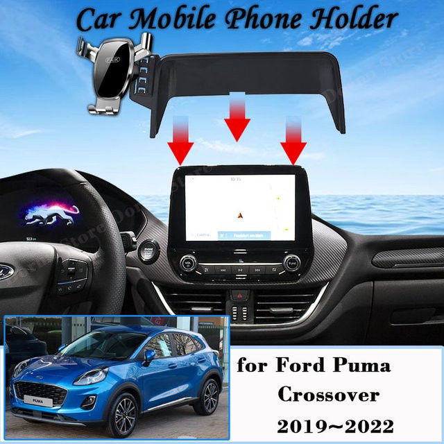 Handyhalter für Ford Puma ST Titanium ST-Line X 2019 bis 2022 mit Schwerkraft-Mechanismus für GPS-Bildschirme, Schwarz - Bild 1