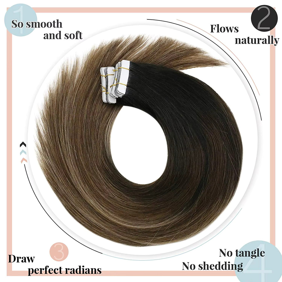 VeSunny Haar Extensions, Menschliches Haar, Balayage, Unisex - Bild 4