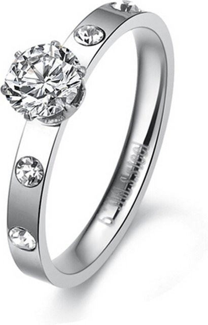 VQYSKO Ring Edelstahl, Silber, Zirkonia, Damen, Verlobung - Bild 1