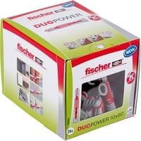 Fischer DUOPOWER Universaldübel aus Nylon, Durchmesser: 10 mm, Länge: 80 mm, 25 Stück, grau/rot - Bild 1