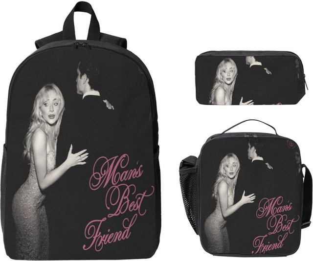 Fancy Style Studio Schultaschen-Set Sabrina Carpenter für Kinder mit Rucksack, Brotdose und Federmäppchen in Schwarz - Bild 1
