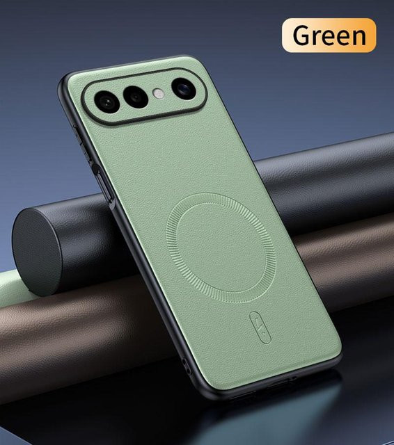 VIVO X300 FE Schutzhülle mit Lederstruktur und Kameraschutz, Magnetisches kabelloses Laden, Stoßfest und dünn, Transparent/Grün - Bild 1