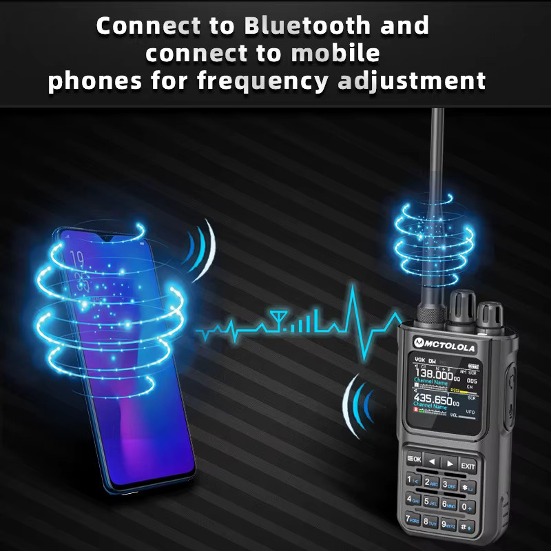 Motorola 15W Multiband Kabelloses Bluetooth Programmierbares Handfunkgerät in Schwarz für Amateurfunk, Wandern und Camping - Bild 5