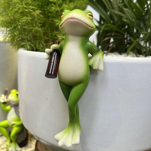 BC Pet Supplies Moderner Frosch-Blumentopf in Grün aus Kunststoff für Garten und Balkon - Bild 1