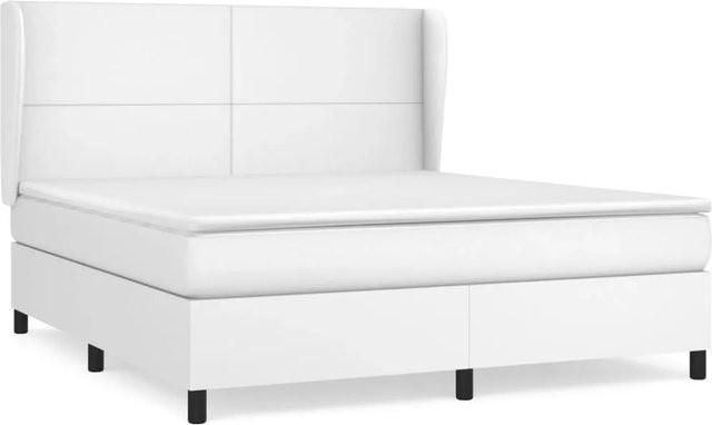 vidaXL Boxspringbett Hybrid mit Matratze und Kopfteil in Weiß, Kunstleder, B/T/H: 180 x 200 x 118 cm - Bild 1