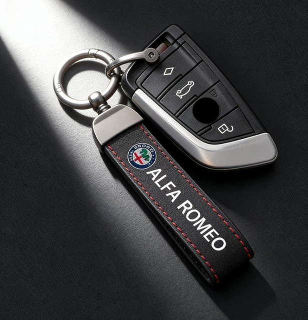 Alfa Romeo Schlüsselanhänger, Wildleder, Auto-Emblem - Bild 1