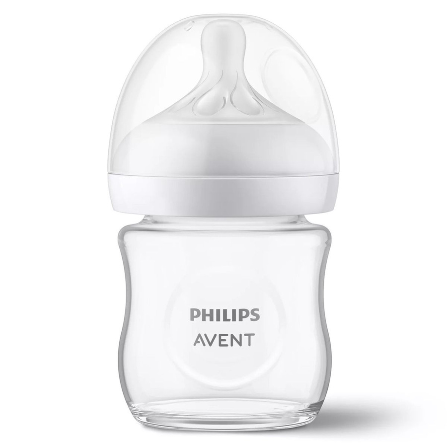 Philips Avent Natural Response Babyflasche aus Glas mit Silikon-Sauger, 120 ml, transparent/weiß - Bild 1