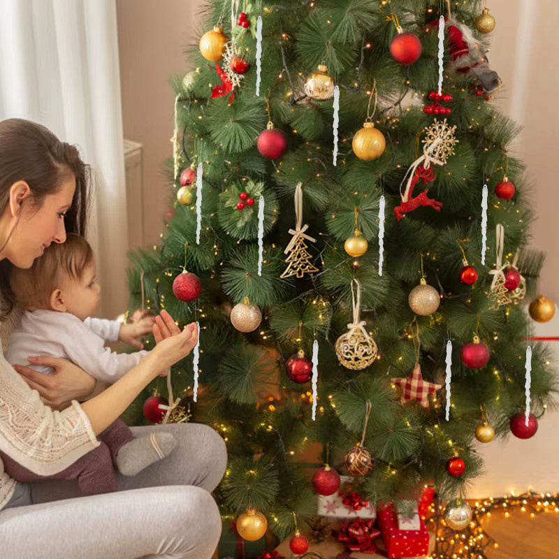 10 Stück ZQNYCY Eiszapfen Anhänger Transparent, 13 cm Simulation Eis für Weihnachtsbaum und Party Dekoration - Bild 2