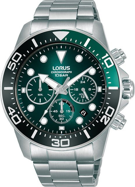 Lorus Chronograph, Quarz, Edelstahl, Grün, 43 mm, Herren - Bild 1
