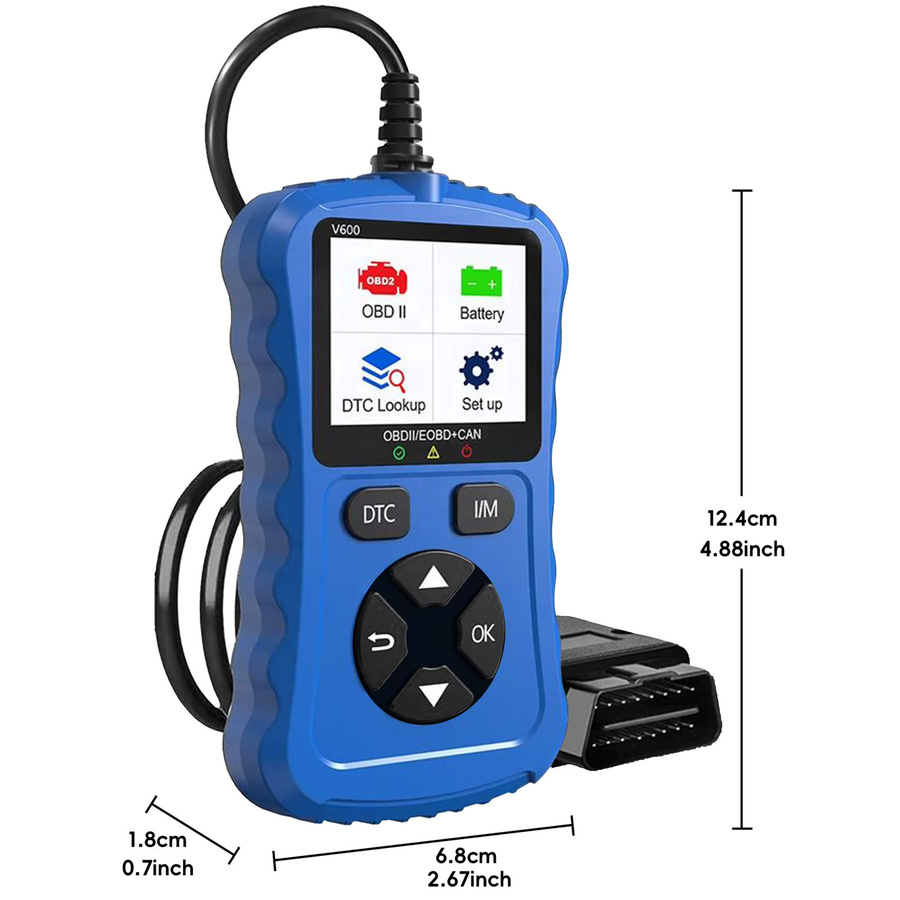 OBD2-Scanner Auto-Code-Lesegerät in Blau mit Plug-and-Play-Funktion zur CAN-Diagnose und zum Lesen sowie Löschen von Motorfehlercodes - Bild 2