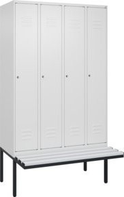 C+P Spind Classic PLUS Garderobenschrank mit Sitzbank, 4 Abteile, Farbe: Reinweiß, B/T/H: 212 x 120 x 81,5 cm - Bild 1