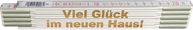 Stabila Zollstock aus Holz mit Lasergravur Viel Glück im neuen Haus, weiß, 2 m - Bild 1