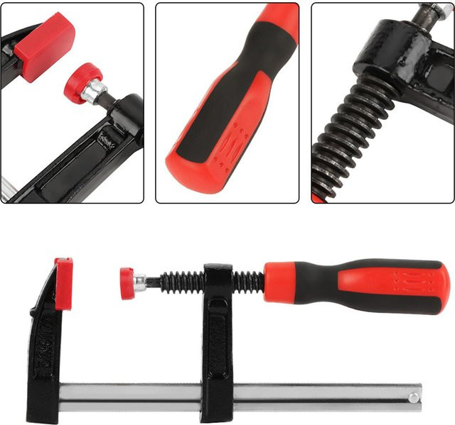 Fishine F-Klemmen Set aus Stahl in Schwarz, 2 Stück Hochleistungs-Schnellschieber für Holzbearbeitung und DIY, B/H: 50 x 150 mm - Bild 1