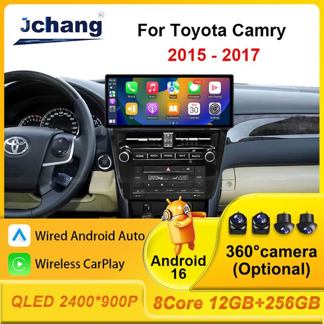 JChangNV Bluetooth GPS-Navigation Autoradio für Toyota Camry 2015 - 2017 mit Split-Screen, WLAN, 4G und Multimedia-Player in Schwarz - Bild 1