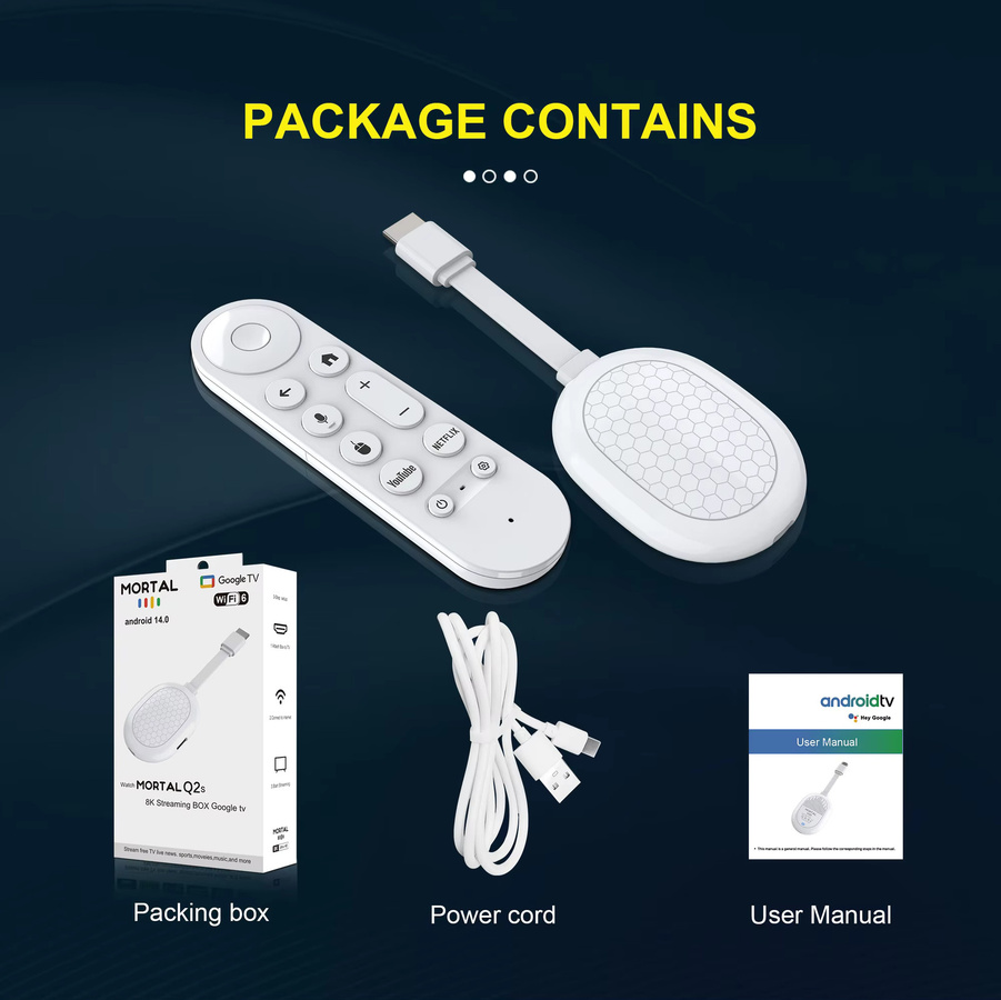 Janmifly Smart TV Stick Q2S Android 14 Mediaplayer in Weiß mit 4K Ultra HD, Bluetooth 5.0 und Dual-Band Wi-Fi 2.4/5G - Bild 5