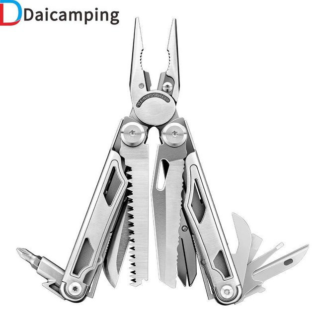 Daicamping DL10 Multifunktionales EDC Multitool aus Edelstahl in Silber mit Schere, Säge, Klemme und Zange - Bild 1