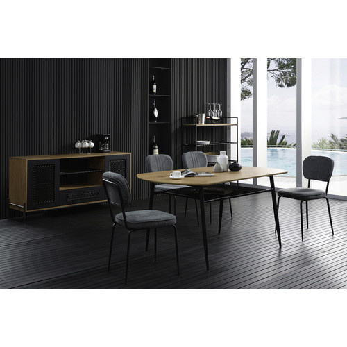 SalesFever Esstisch modern in Beige mit ovaler Tischplatte und Metallgestell, B/T: 188 x 90 cm - Bild 2