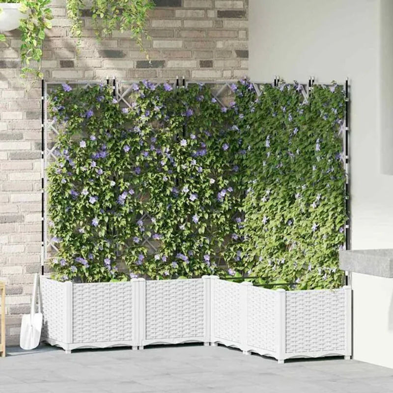 Vidaxl Gartenpflanzer Set mit Gitter 5 Stück in Weiß, B/T/H: 120 x 120 x 143 cm - Bild 1