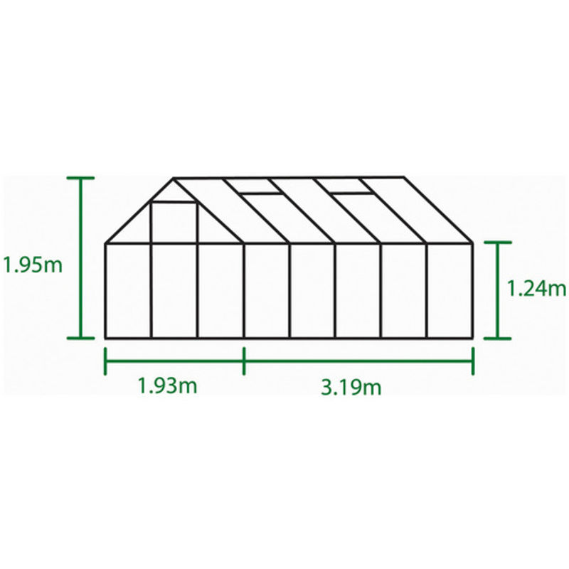 Halls Gewächshaus Popular Grün mit 6,2 m² Anbaufläche und Polycarbonat-Stegdoppelplatten - Bild 2