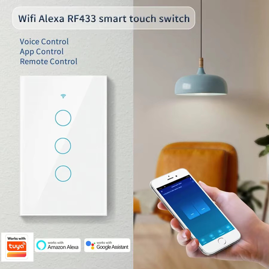Szaoju WLAN und Bluetooth Touch-Lichtschalter mit Tuya Smart Life App Kompatibilität, US Touch-Panel-Wandschalter für Neutralleiter oder ohne Neutralleiter - Bild 3