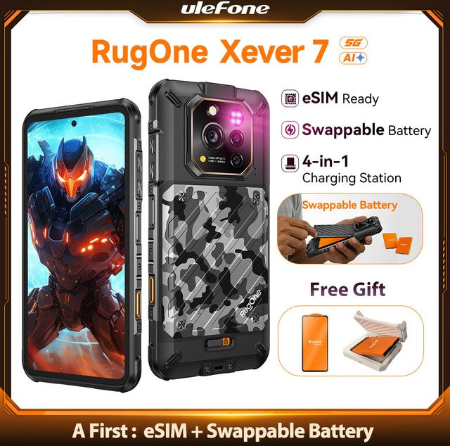 RugOne Xever 7 5G Robustes Smartphone mit Android 15, 512 GB ROM, 24 GB RAM, 6,67 Zoll 120Hz AMOLED-Display, NFC und austauschbarem 5500mAh-Akku - Bild 1