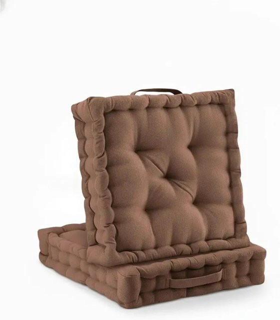 Beautissu Mila Stuhlkissen aus Baumwolle, 2er Set, Braun, B/T/H: 50 x 50 x 10 cm - Bild 1