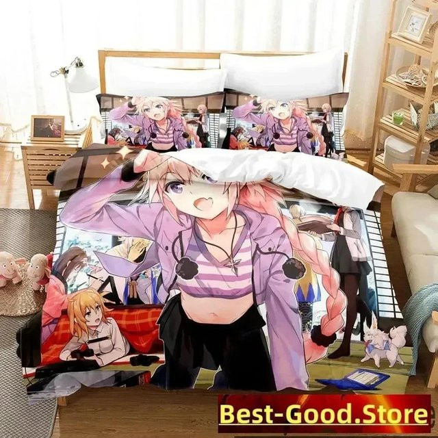 Bettwäsche Set FateApocrypha Astolfo Anime mit Bettbezug und Kissenbezügen, Mehrfarbig, Material: Mikrofaser Polyester, Breite: 70 cm, Länge: 133 cm - Bild 1