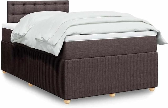vidaXL Boxspringbett Dunkelbraun mit Matratze und USB-Ladeport, Hybrid-Bett mit Taschenfederkern und Unterbettbeleuchtung, B/T: 120 x 200 cm - Bild 1