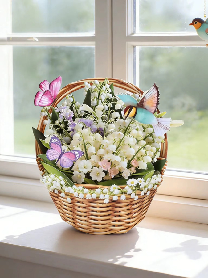 Opjoys 3D-Grußkarte mit Schmetterling und Maiglöckchen-Motiv in Mehrfarbig - Bild 2