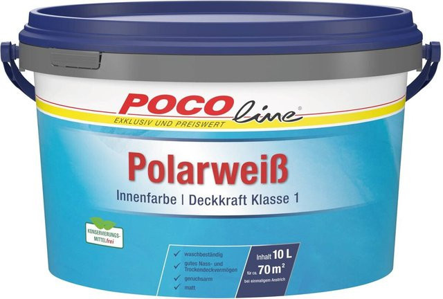 POCOline Raumfarbe Weiß Matt, lösungsmittelfreie Dispersionsfarbe auf Wasserbasis, 10 l - Bild 1