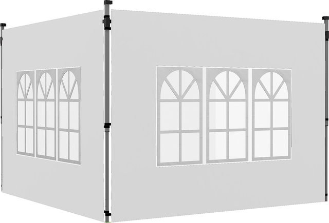 Outsunny 2er-Set Pavillon-Seitenwände mit Fenster aus wasserdichtem Oxfordstoff für 3x3 m oder 3x4 m Partyzelte, Wind- und Sichtschutz, Weiß - Bild 1